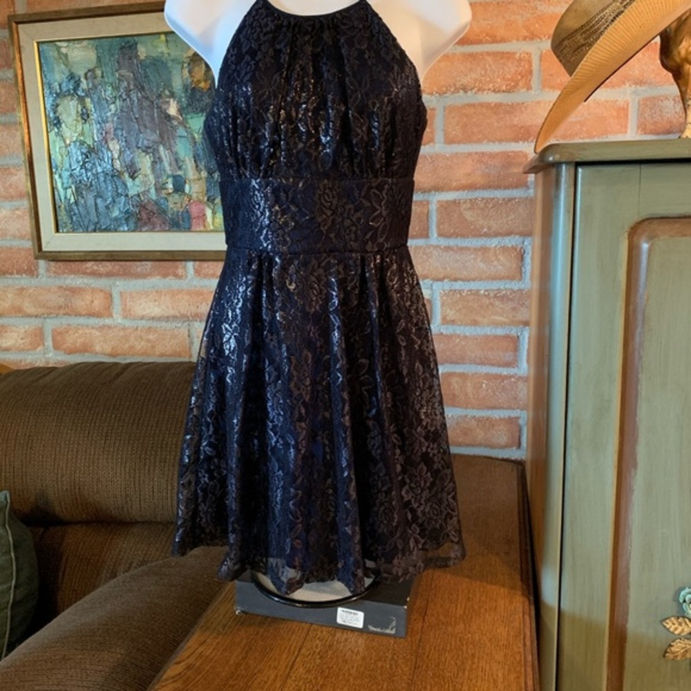 Navy blue sparkly mini dress - Picture 2 of 4